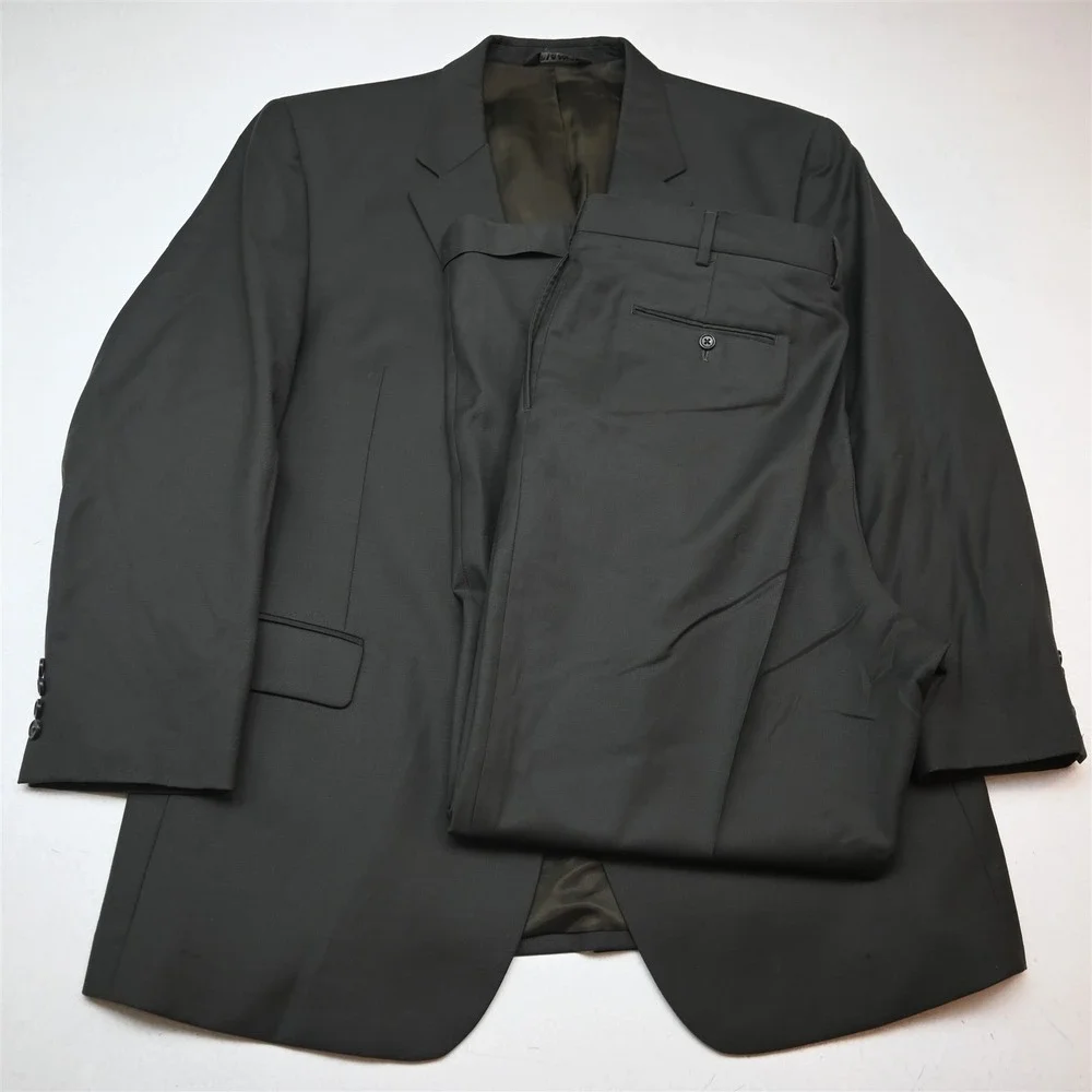 Jos A Bank 48L 40x34 Dark Green 100% Wool Mens Jacket Pants Suit